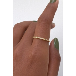 Altın Renk Taşlı Su Yolu Ayarlanabilir Yüzük