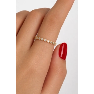 Altın Renk Taşlı Su Yolu Ayarlanabilir Yüzük