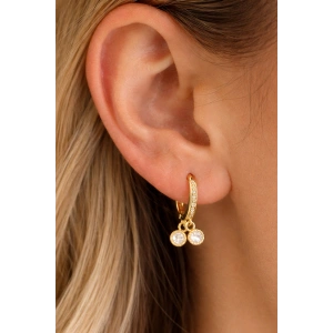 Altın Renk Taşlı Tx Halka Küpe (Çift)