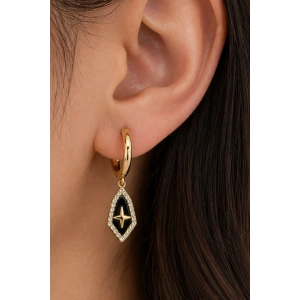 Altın Renk Taşlı Tx Küpe (Çift)