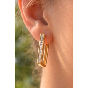 Altın Renk Taşlı Tx Küpe (Çift)