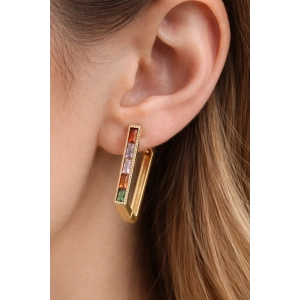 Altın Renk Taşlı Tx Küpe (Çift)