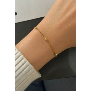 Altın Renk Top Detaylı Çelik Bileklik