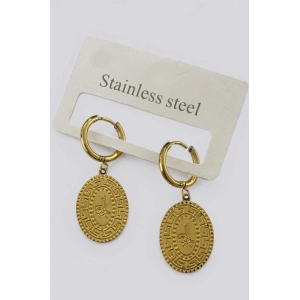 Altın Renk Tuğra Figürlü Çelik Küpe (Çift)