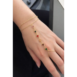 Altın Renk Üçgen Figürlü Taş Detaylı  Çelik Şahmeran