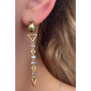 Altın Renk Vip Taş Detaylı YSX Küpe (Çift)