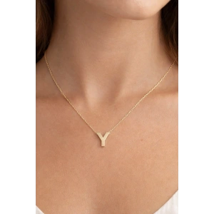 Altın Renk Y Harf Çelik Kolye