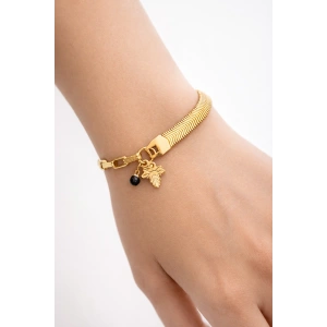 Altın Renk Yaprak Figürlü Zincir Bileklik