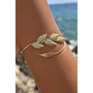 Altın Renk Yaprak Figürlü Pazu Bilekliği/ Kol Aksesuarı