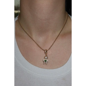 Altın Renk Yeşil Taş Detaylı YSX Kolye