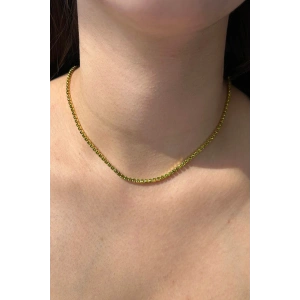 Altın Renk Yeşil Taşlı Su Yolu Kolye