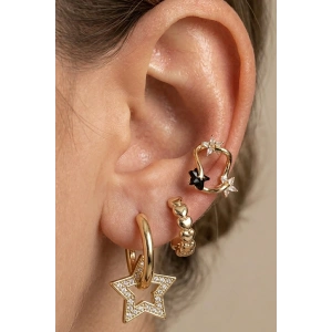 Altın Renk Yıldız Figürlü 3lü YSX Küpe Set