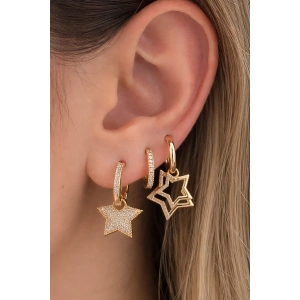 Altın Renk Yıldız Figürlü 3lü Ysx Küpe Set