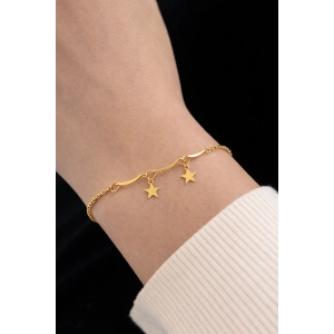 Altın Renk Yıldız Figürlü Çelik Bileklik