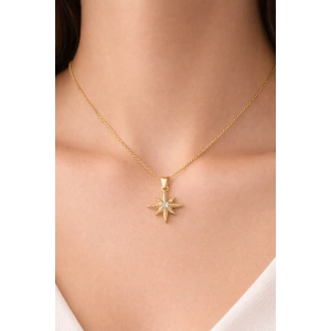 Altın Renk Yıldız Figürlü Çelik Kolye