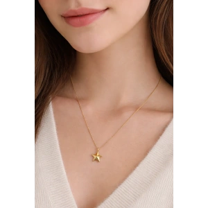 Altın Renk Yıldız Figürlü Çelik Kolye