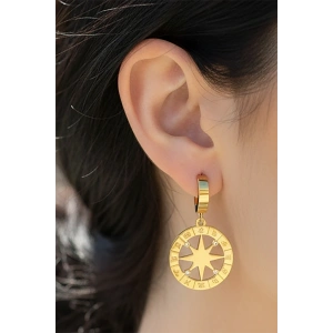 Altın Renk Yıldız Figürlü Çelik Küpe (Çift)