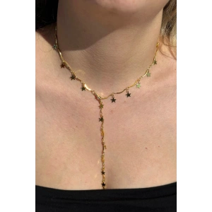 Altın Renk Yıldız Figürlü Çelik Y Kolye