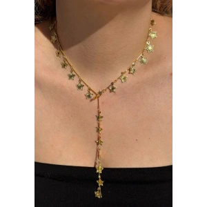 Altın Renk Yıldız Figürlü Çelik Y Kolye