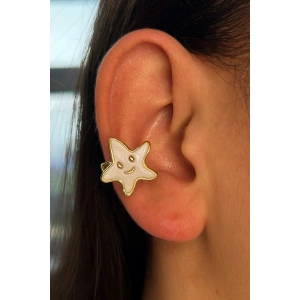 Altın Renk Yıldız Figürlü Çift Taraflı 14K Altın Kaplama Ear Cuff (Tek)