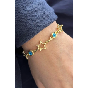 Altın Renk Yıldız Figürlü Göz Detaylı Bileklik