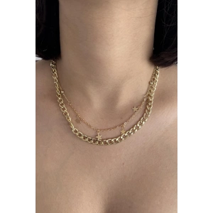 Altın Renk Yıldız Figürlü İkili Kolye