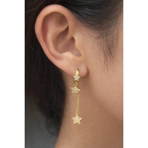 Altın Renk Yıldız Figürlü Sallantılı Küpe (Çift)