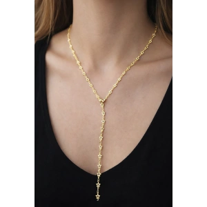 Altın Renk Yıldız Figürlü Taş Detaylı Y Kolye