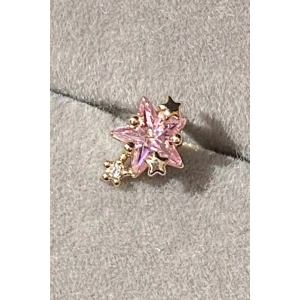 Altın Renk Yıldız Figürlü Taşlı Cerrahi Çelik Tragus/Kıkırdak Küpe/Piercing (Tek)