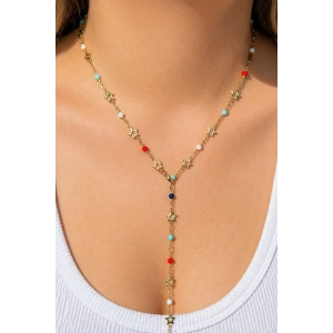 Altın Renk Yıldız Figürlü Y Kolye