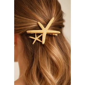 Altın Renk Yıldız Figürlü Yan Toka