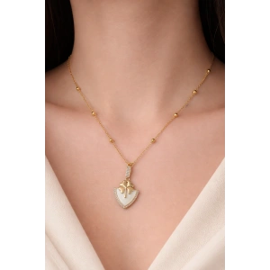 Altın Renk Yonca Figürlü Çelik Y Kolye