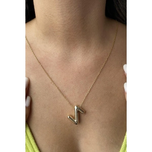 Altın Renk Z Harf Çelik Balon Kolye