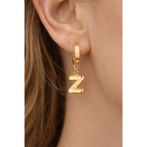 Altın Renk Z Harf Çelik Küpe (Çift)