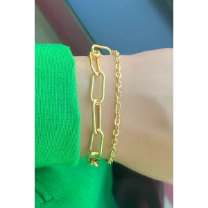 Altın Renk Zincir Çelik bileklik