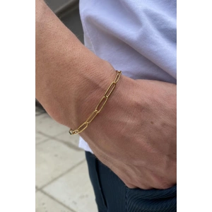 Altın Renk Zincir Çelik Bileklik (Unisex)