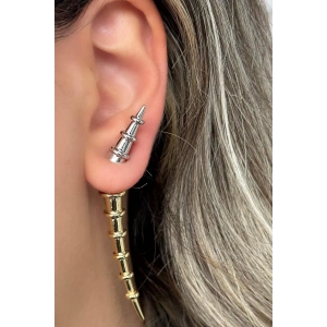 Altın Ve Gümüş Renk 14K Altın Kaplama TX Küpe (Çift)