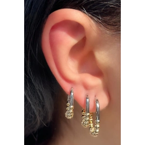 Altın Ve Gümüş Renk 3lü YSX Küpe Set