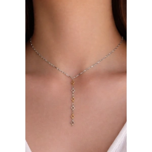 Altın Ve Gümüş Renk Çelik Y Kolye