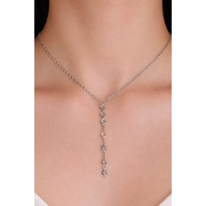 Altın Ve Gümüş Renk Çelik Y Kolye