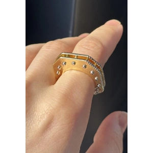 Altın Ve Gümüş Renk Metal Ayarlanabilir Yüzük