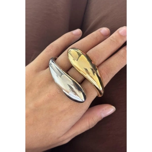 Altın Ve Gümüş Renk Üç Parmak Tasarım Yüzük