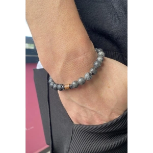 Antrasit Renk Boncuk Detaylı Erkek Bileklik
