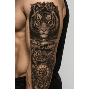Aslan Figürlü 12 Saat Sonra Kararan Geçici Kol Dövme Tattoo