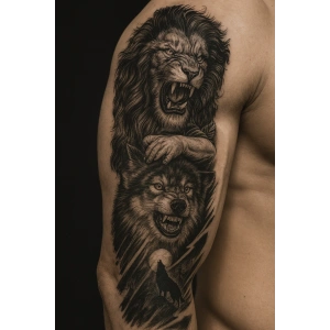 Aslan Figürlü 12 Saat Sonra Kararan Geçici Kol Dövme Tattoo