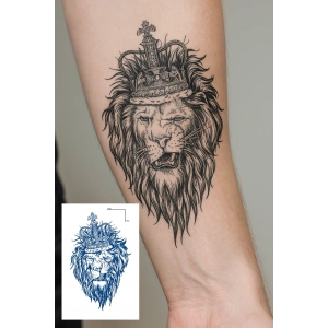 Aslan Figürlü 12 Saat Sonra Kararan Geçici Orta Dövme Tattoo