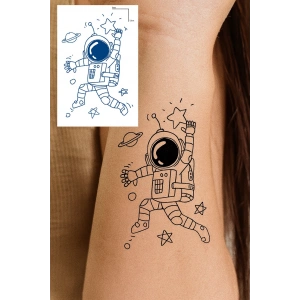 Astronot Figürlü 12 Saat Sonra Kararan Geçici Dövme Tattoo