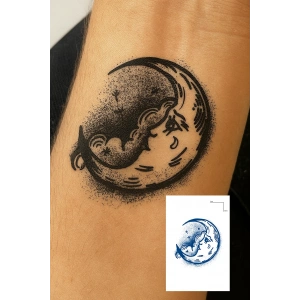 Ay Figürlü Figürlü 12 Saat Sonra Kararan Geçici Dövme Tattoo