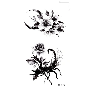 Ay Ve Çiçek Mini Geçici Dövme Tattoo