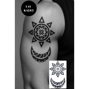 Ay Ve Yıldız Figürlü 12 Saat Sonra Kararan Geçici Mini Dövme Tattoo
